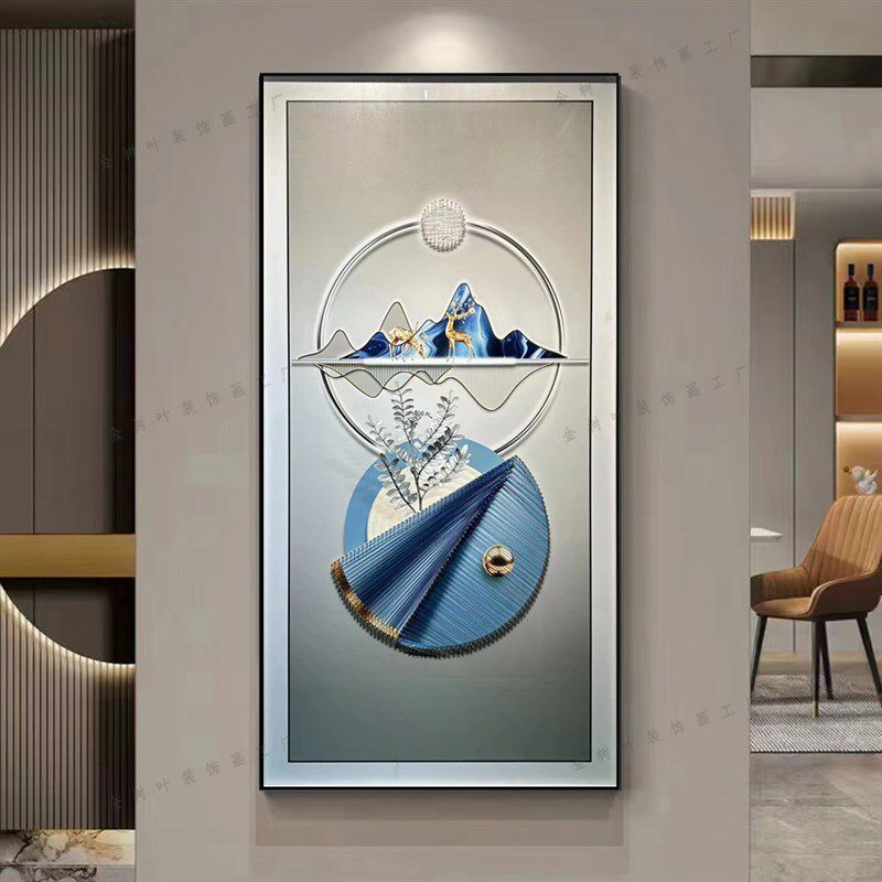 手工钉子绕线立体实物画铝合金框画玄关走廊竖版挂画2024年新款