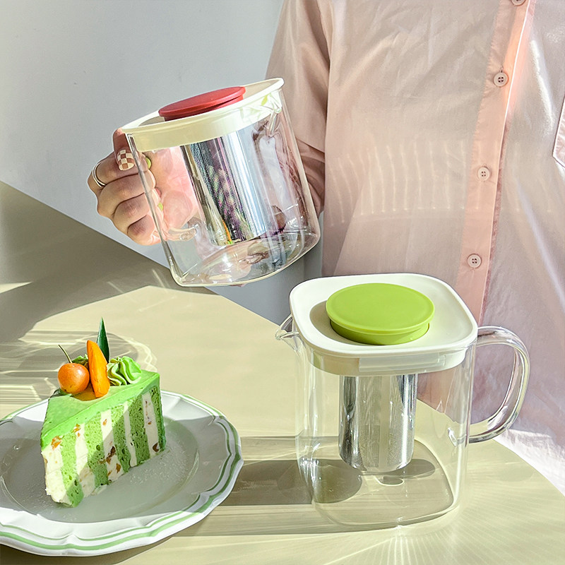 韩式冷水壶玻璃耐高温冷泡茶壶花果茶过滤壶茶水分离凉水杯高硼硅