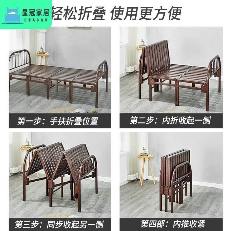 不锈钢床架加厚加粗单人304小铁床式儿童高端折叠双人钢丝可折叠