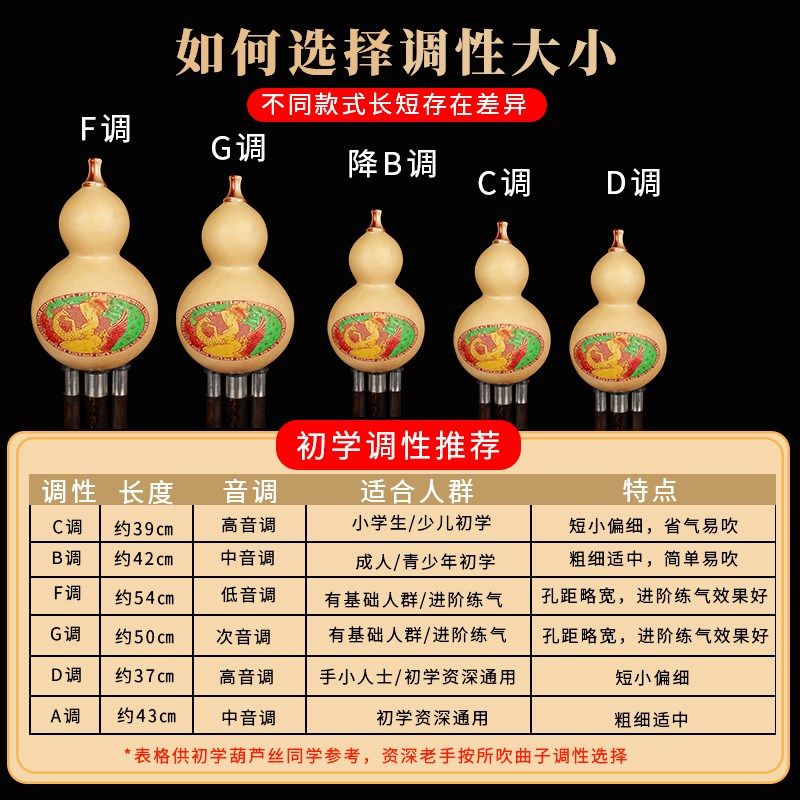 葫芦丝专业演奏型c调降b调胡芦器初学小学生儿童送盒子书