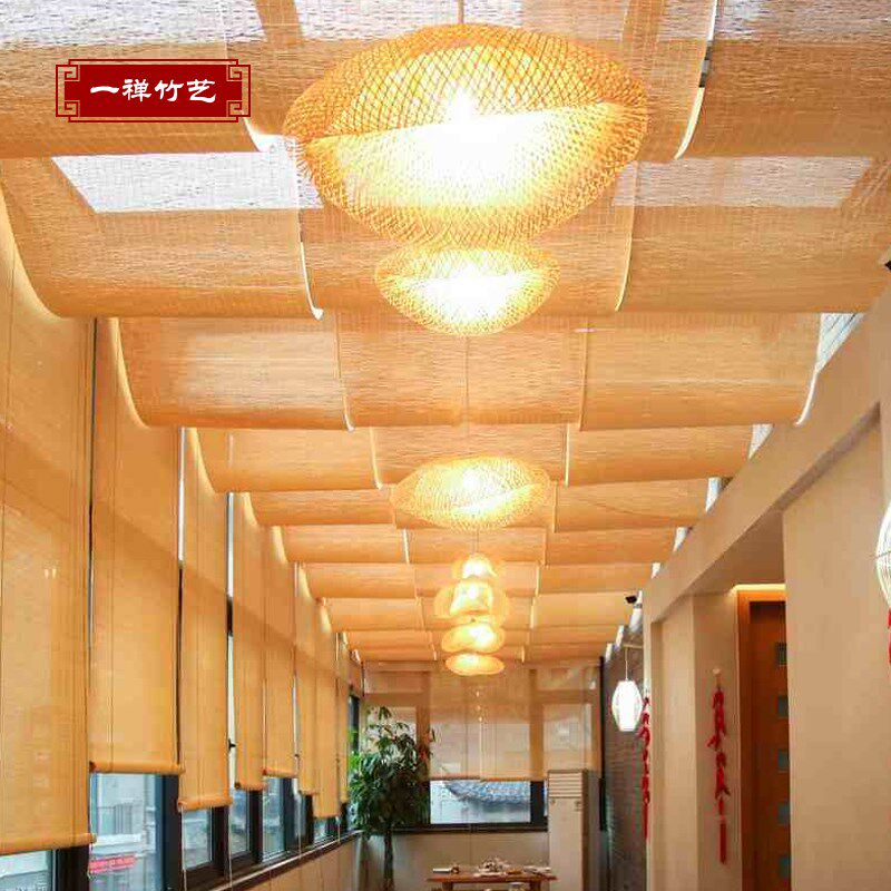 竹帘卷帘工程专用竹编帘茶室凉亭吊顶遮阳帘民宿装饰防晒帘半成品
