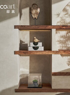 原木风装饰画复古折衷主义侘寂风玄关自然系花器花艺挂画摆件组合