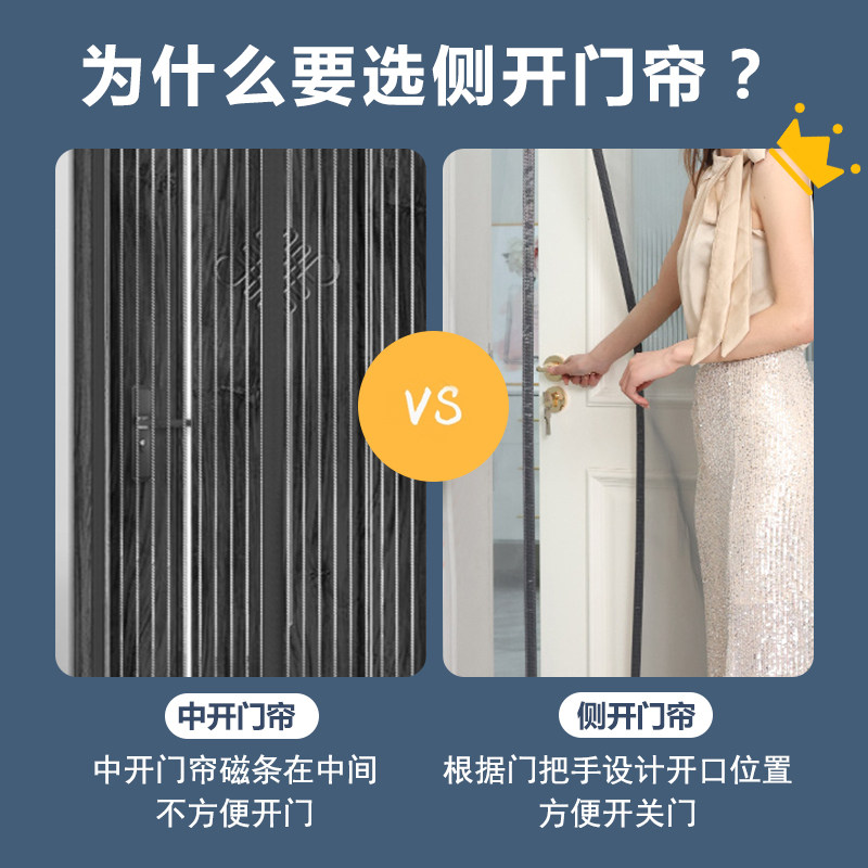W防盗门防蚊门帘入户门外纱门侧开纱窗帘自粘门金刚砂沙窗网木门