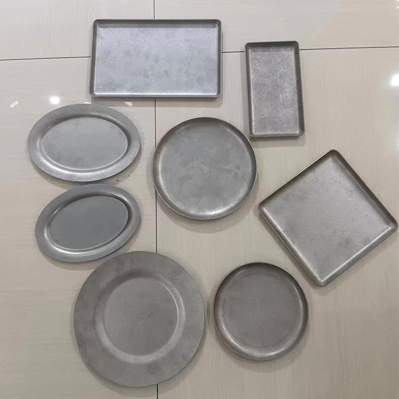加厚美式 复古餐盘304不锈钢盘高级感工业风小酒馆烧鸟餐具西餐盘