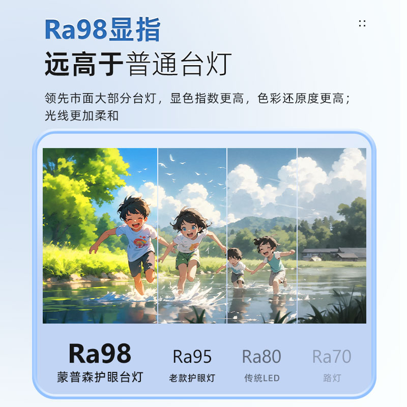 蒙普森Ra98三色无座护眼台灯学习专用国AA级学生阅读写作业书桌灯
