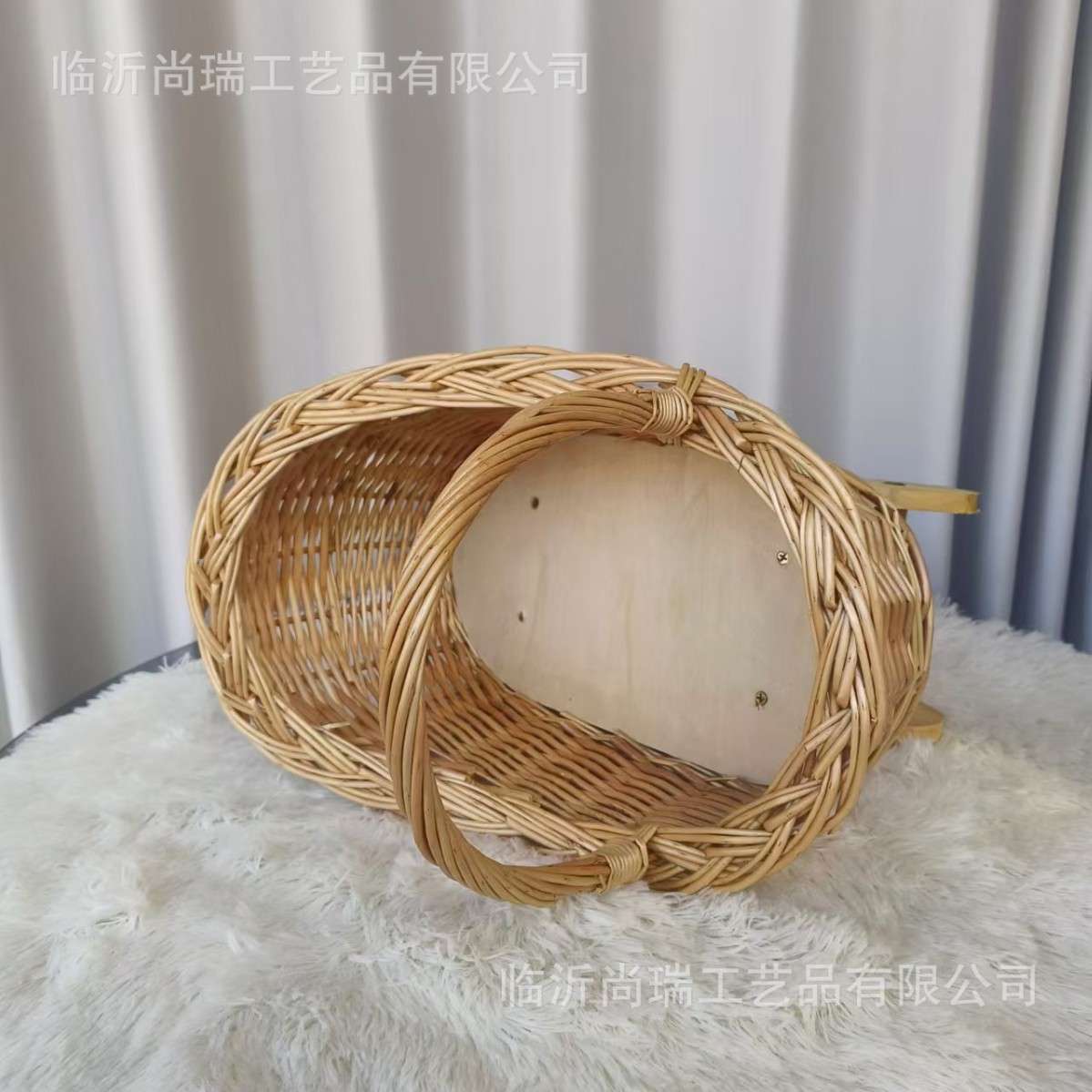 INS风婴儿篮造型小推车柳编收纳篮宠物窝月子花篮摄影道具周岁礼