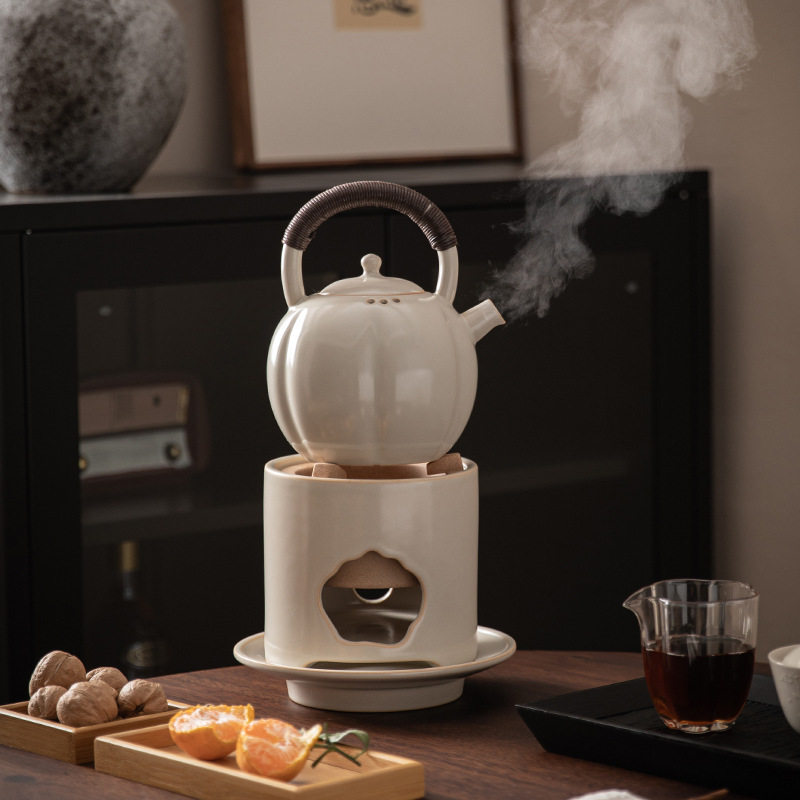 茶炉套装围炉煮茶苏打釉煮茶壶家用泡茶碳炉耐高温明火陶瓷提梁壶