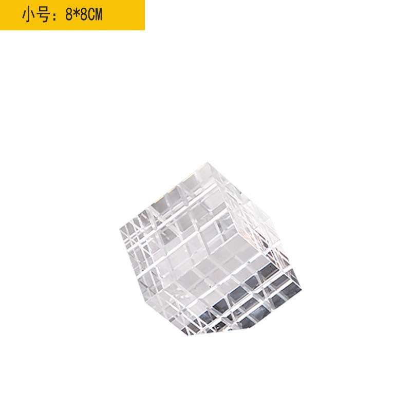 美式简约现代酒店水晶透明魔方几何立体水立方桌面摆件样板房装饰