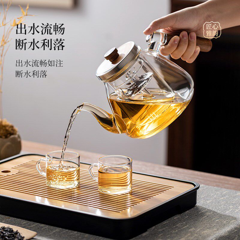 煮茶壶玻璃2024新款高端胡桃木煮茶炉烧水壶泡茶专用电陶炉煮茶器