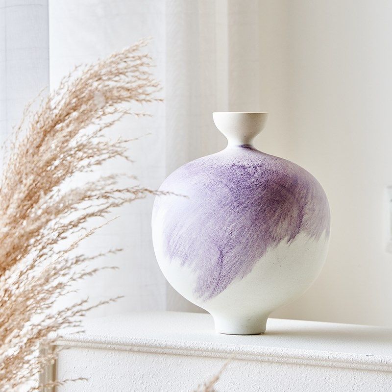 陶瓷手绘花瓶高档餐厅插花花器摆设室内客厅高级感餐桌装饰摆件