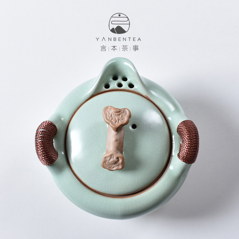 汝窑茶壶开片可养汝瓷手抓壶带过滤内胆陶瓷功夫茶具家用泡茶单壶
