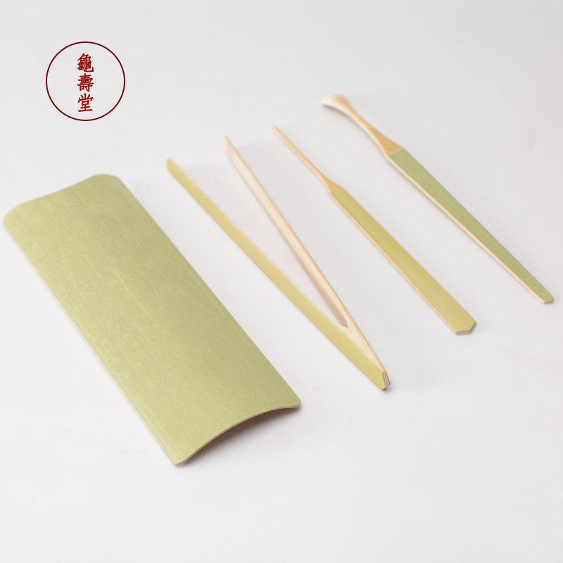 茶道四君子茶针茶勺茶夹茶则功夫茶具茶道配件天然竹制四件套