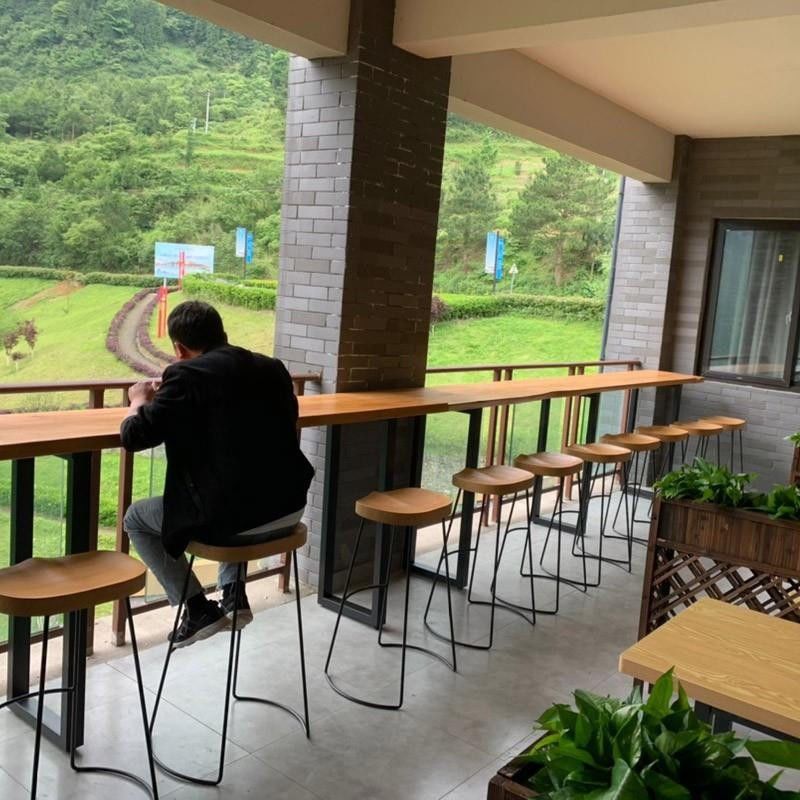 阳台休闲小吧台桌家用实木桌面客厅靠墙高脚桌椅长条桌咖啡厅桌椅