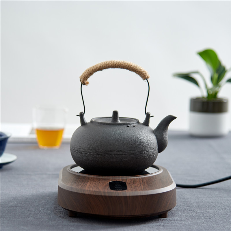 家用陶瓷提梁烧水壶粗陶黑釉煮茶壶大容量功夫茶具茶壶电陶炉茶炉