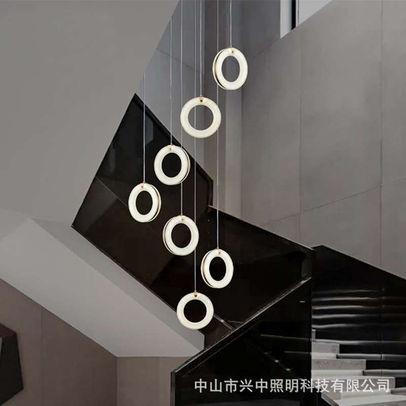 后现代简约卧室床头小吊灯轻奢天然云石别墅餐厅吧台楼梯吊线灯