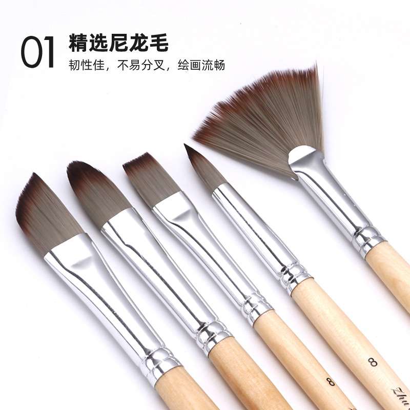 竹亭跨境24件套尼龙毛画笔套装高档笔帘专用绘画写生便携画笔