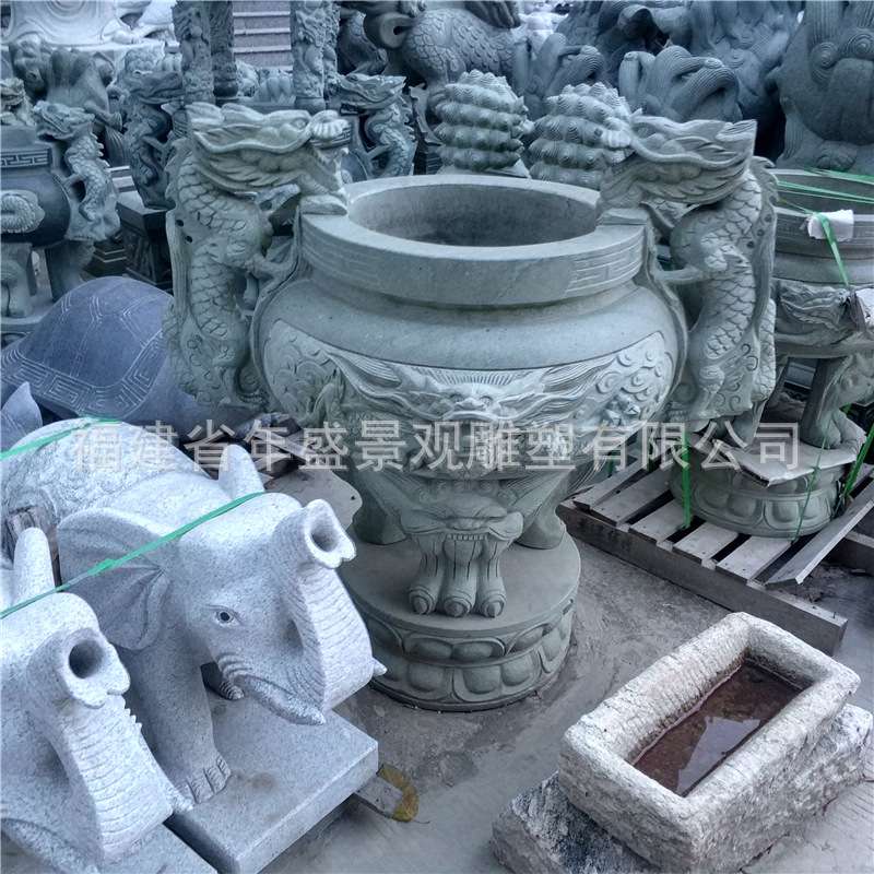 鼻子向上大象一对园林景观石雕大象工艺品现货 别墅大门摆设石象