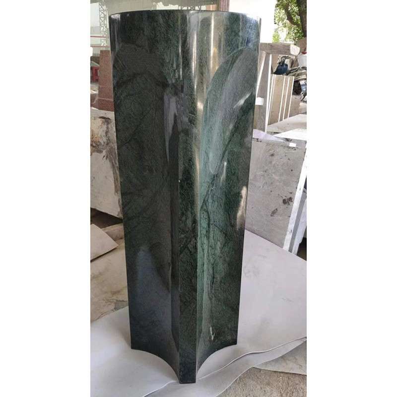 印度绿大理石圆形茶几现代简约家用客厅商用大理石花瓶工艺品石材