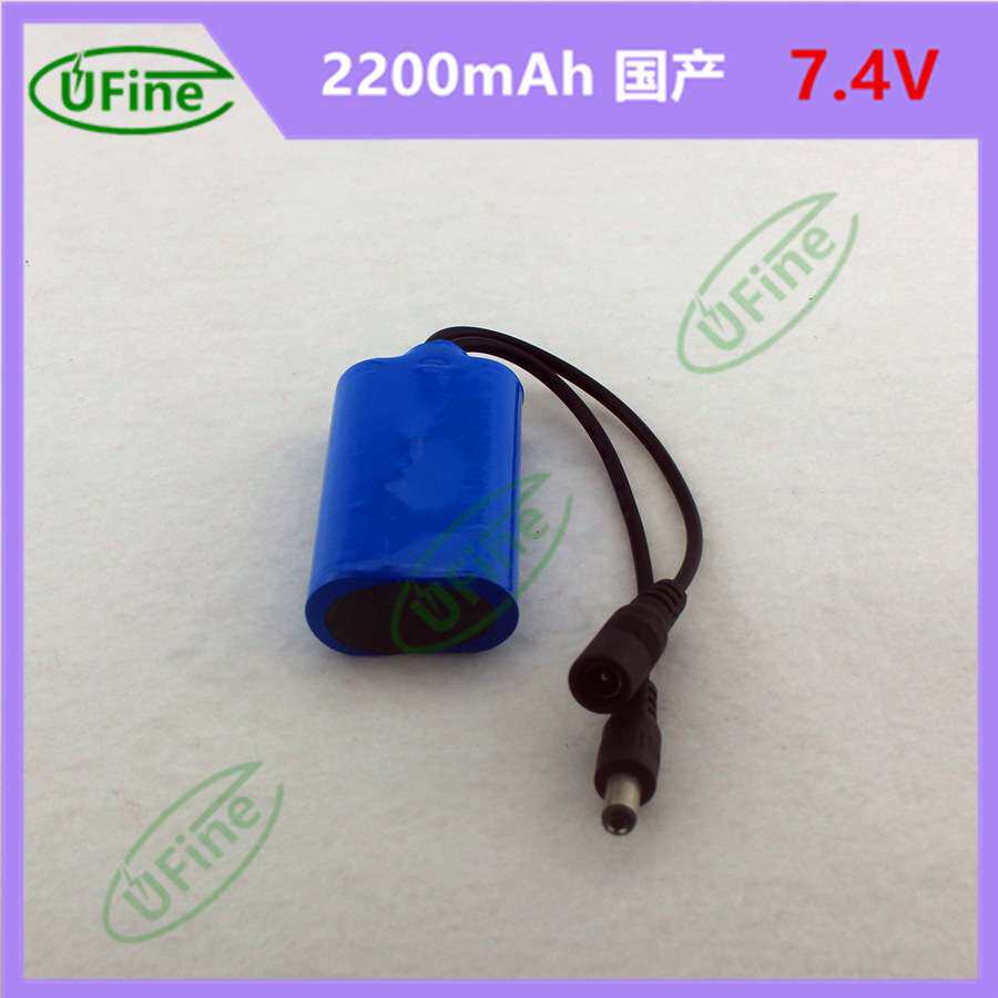 18650 7.4V2200mAh电池组 DC插头音箱手电筒应急灯自行车灯
