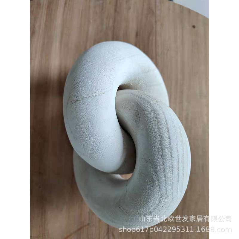 木制工艺品家居装饰桌面摆件二环木结木质链条2环扣木链双环跨境