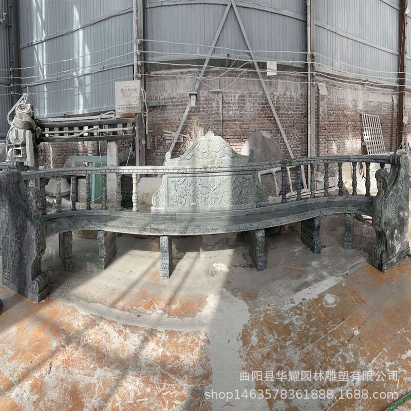 石雕石凳长凳花岗岩防腐木石凳子户外庭院公园休息长椅石椅
