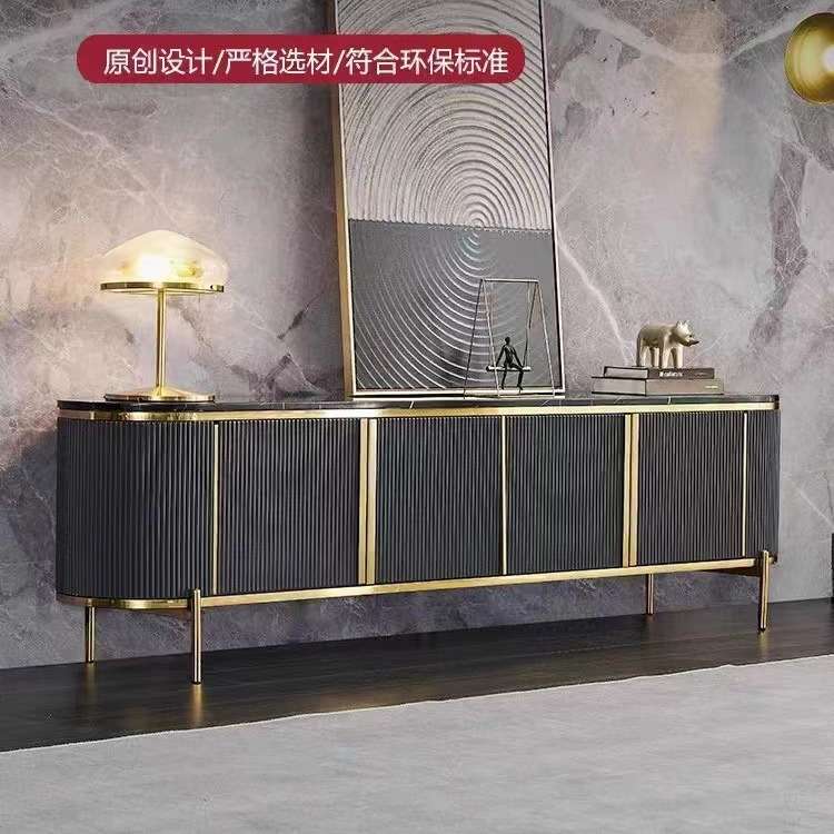 后现代意式轻奢电视柜大理石茶几组合烤漆套装储物地柜落地视听柜