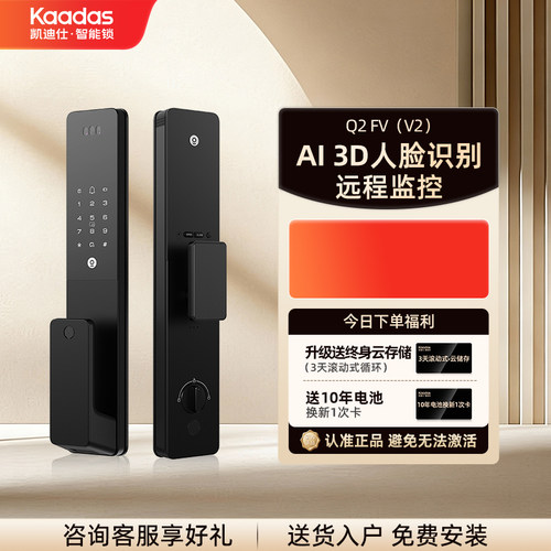 凯迪仕智能门锁人脸指纹密码锁家用入户电子门锁Q2FV V2