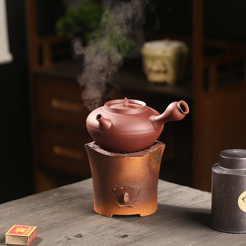 潮州工夫茶煮茶炉迷你粗陶烧炭炉纯手工窑变碳炉酒精炉防裂小火炉