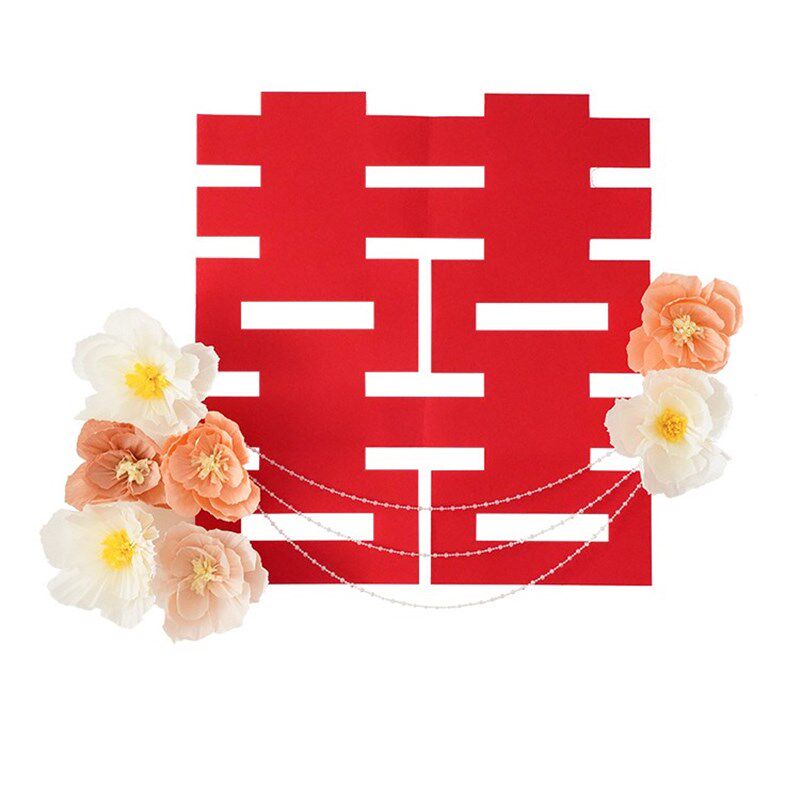 蜜桃泡泡婚房布置套餐大喜字纸灯笼立柱蜂窝球吊顶新娘