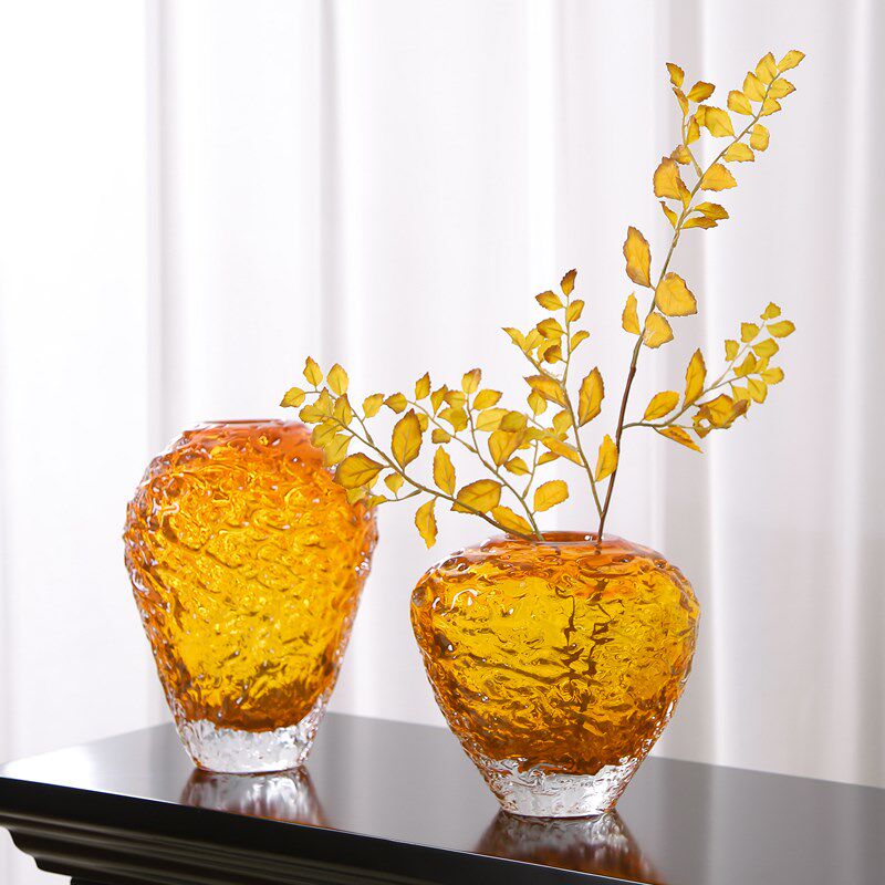 艺术玻璃花瓶创意玄关餐桌花瓶摆件客厅花器插花高级感装饰品摆件