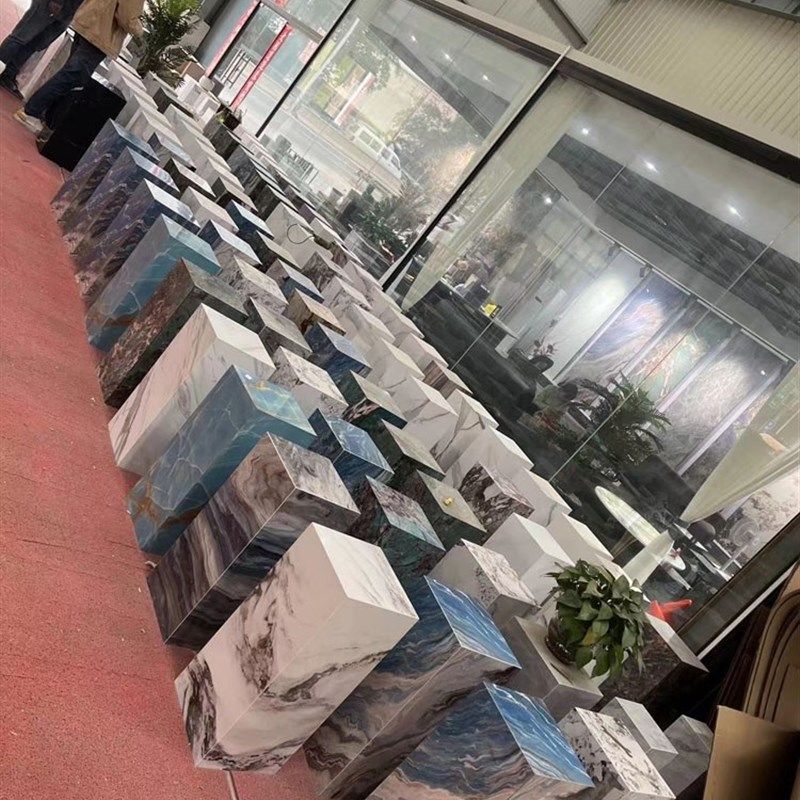 大理石雕塑台底座摆件客厅玄关电视柜旁落地展示台轻奢石墩地台