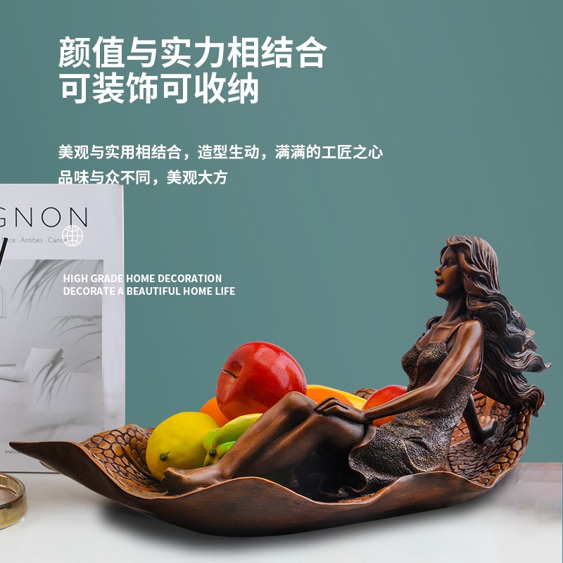 北欧风格新年美女果盘桌面摆设玄关客厅电视柜酒柜装饰品收纳摆件