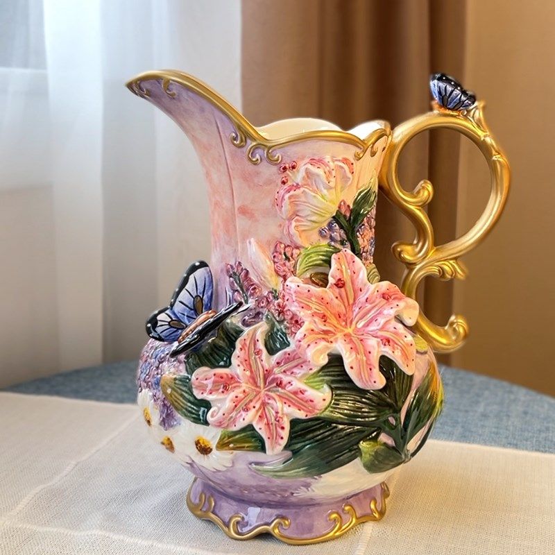 方亚陶瓷百合花花瓶摆件家居入新房结婚礼品电视柜玄关餐厅柜酒柜