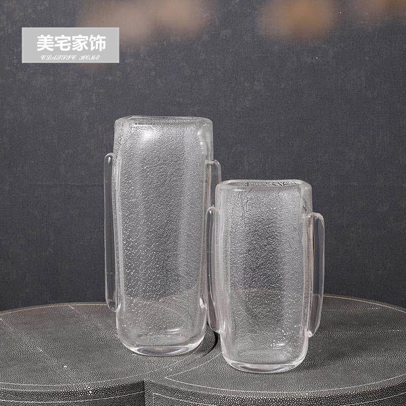 北欧轻奢样板间客厅茶几首饰盒金属花盆果盘透明玻璃花瓶软装搭配