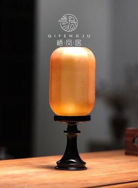 中式禅意香薰烛台 栖凤居陶瓷烛台摆件 茶室氛围灯烛台 黄色中式