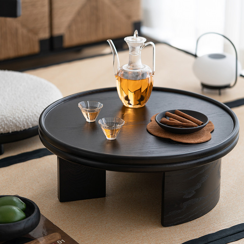 homechoice实木中古风榻榻米茶几座椅飘窗阳台中式矮茶桌椅组合