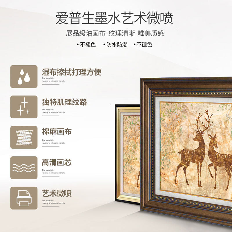 美式餐厅装饰画带钟表简美饭店饭厅餐桌墙面挂画欧式客厅组合壁画
