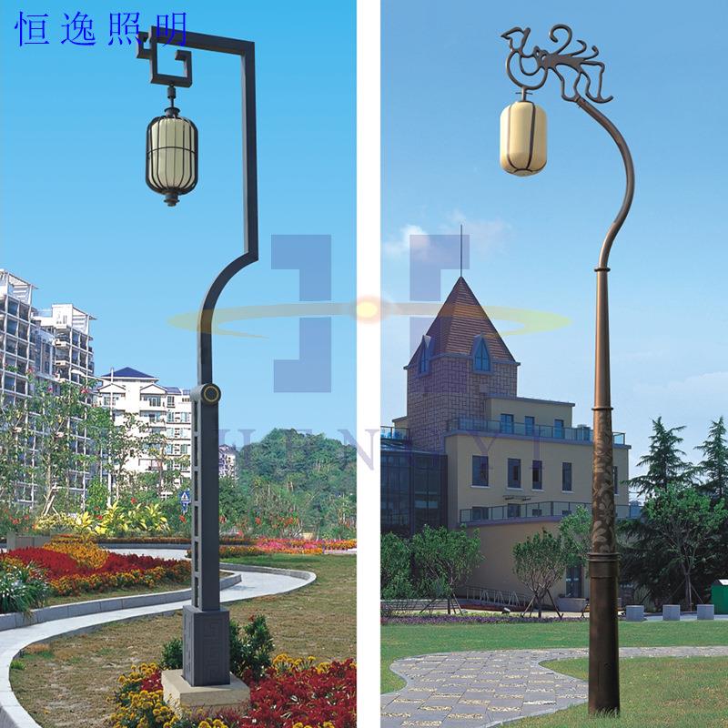 新中式仿古欧式庭院灯3.5米复古园林灯庭院灯头灯具套件