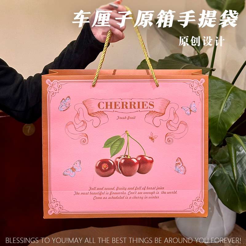 车厘子原箱手提袋5-10斤装智利大樱桃手提袋 空袋加印logo