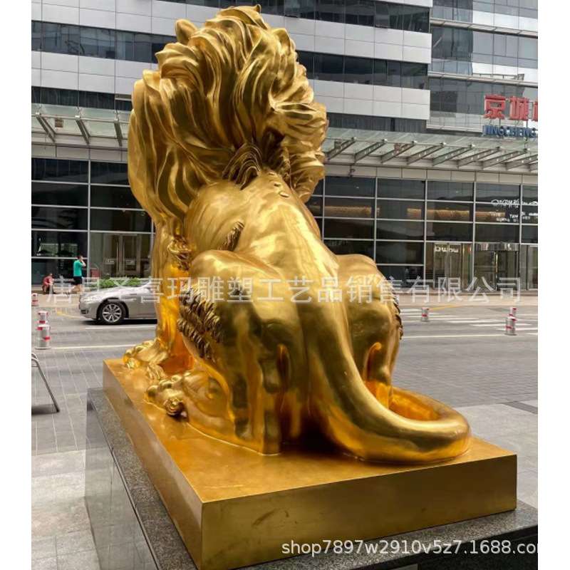 大型纯铜欧式汇丰站狮子雕塑银行公司门口欧式爬狮故宫铜狮子摆件