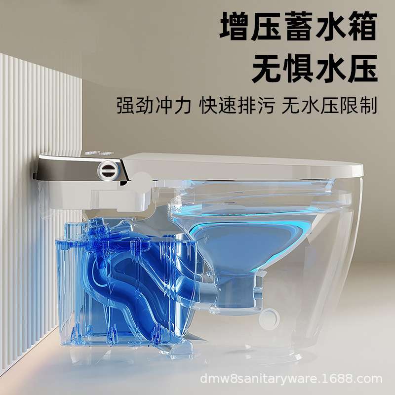 跨境一体全自动翻盖可脚踢冲水有无水压限制可选择虹吸式电动智能
