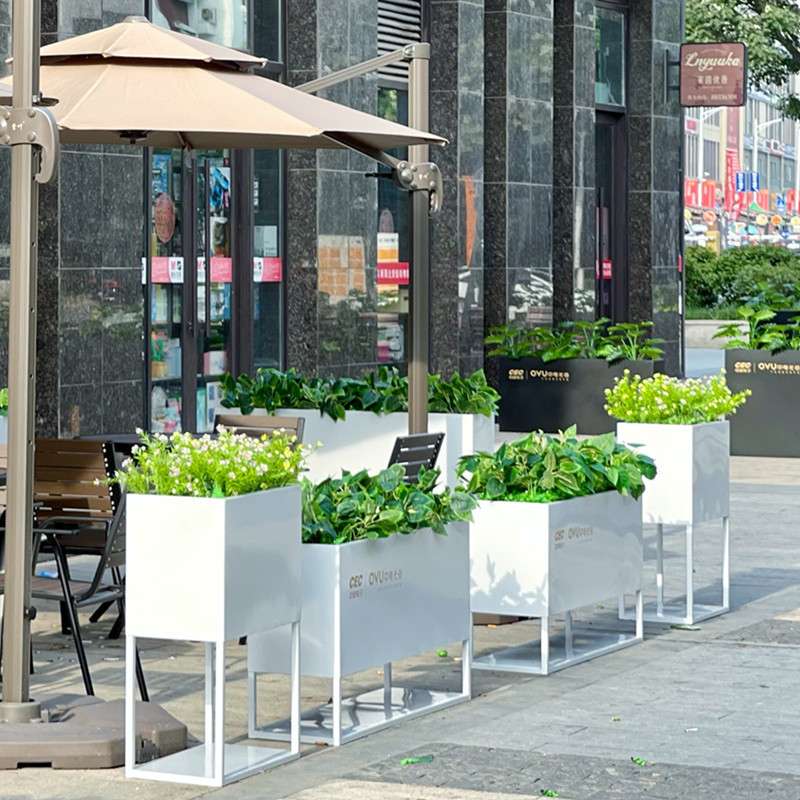 户外铁艺花箱咖啡店餐厅外摆花架落地隔断围栏广场商业街户外花坛
