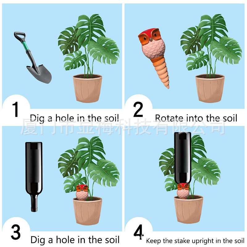 户外植物盆栽加湿器猫头鹰渗水器懒人出差神器浇花浇水滴水器跨境