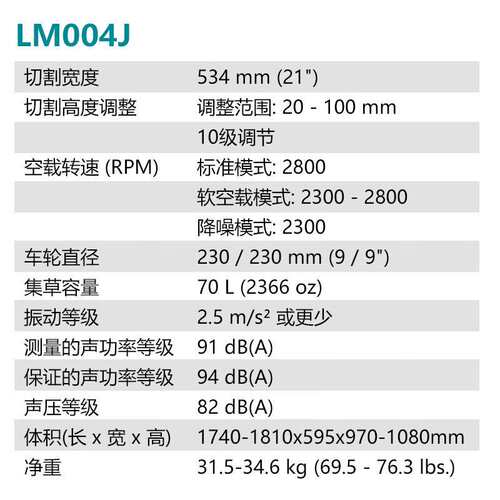 LM004JB101充电式草坪修剪机64V无刷21寸割草机10Ah一电一充