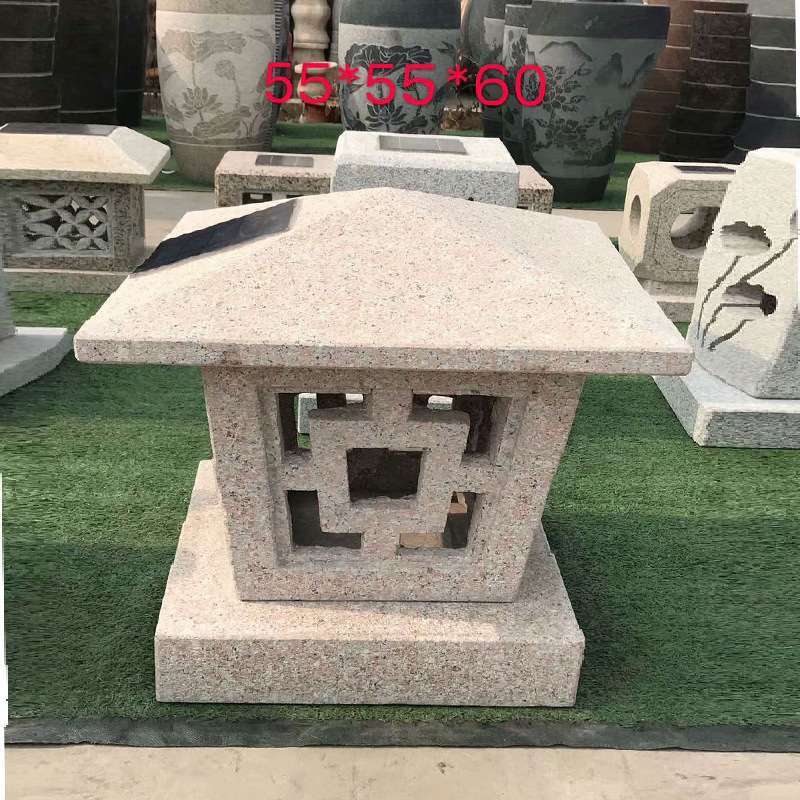 石雕太阳能石灯青石仿古石灯日式照明石灯笼做旧庭院园林地灯摆件