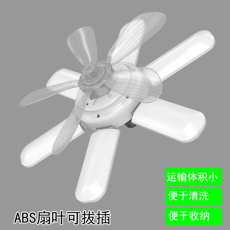 跨境二合一可折叠吊灯可遥控户外摆摊露营6叶长款折叠双色风扇灯图片