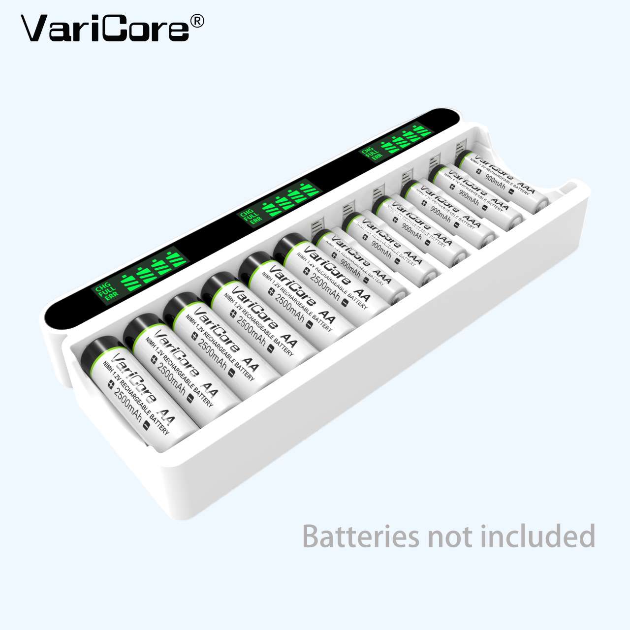 VariCore 12槽1.2V AA AAA5号7号镍氢电池充电器液晶智能快充
