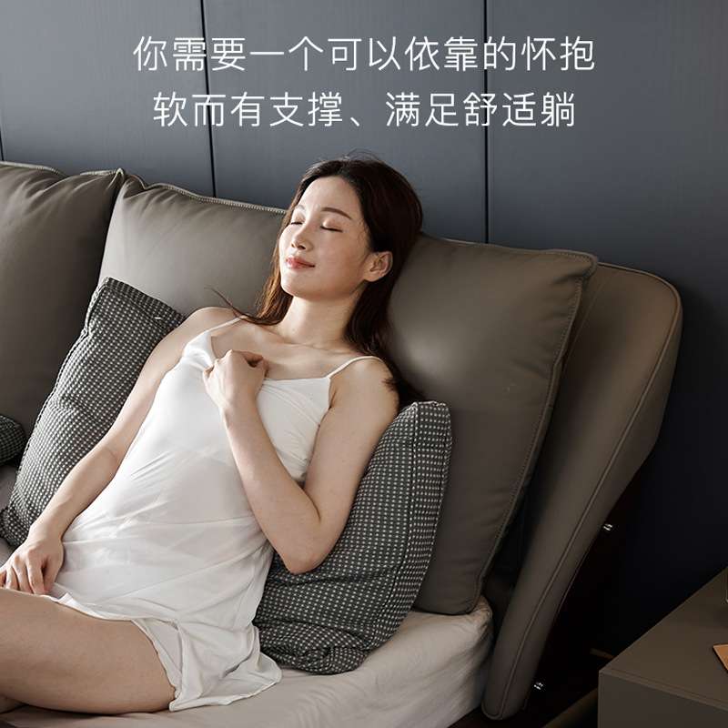 意式极简皮床现代简约主卧婚床1.8米1.5米北欧现代简约软床