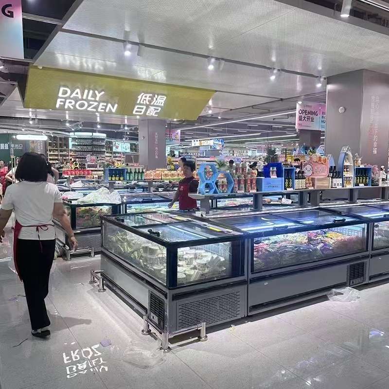 透明视窗组合风冷岛柜超市水饺丸子海鲜速冻柜定冰淇淋冷冻柜