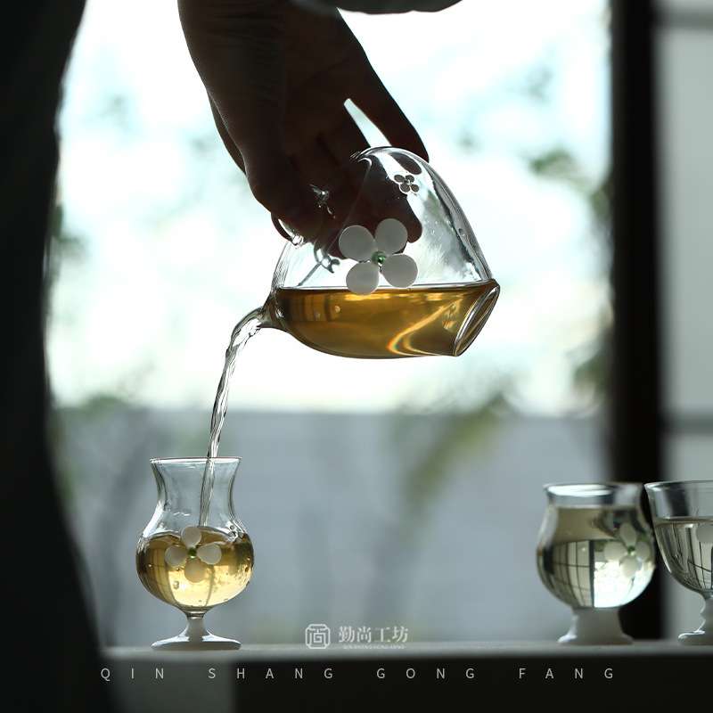 花屿手工玻璃公道杯匀杯日式小清新高透耐热玻璃茶具分茶器茶海
